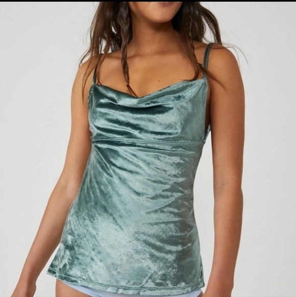 Free People All Night Velvet Tunic / Evergreen NWT - Picture 2 of 5